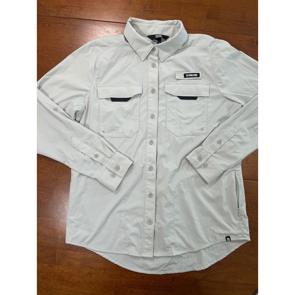 Alaskan Hardgear AKHG Button Up Shirt Womens Medium Gray Long Sleeve Ripstop
